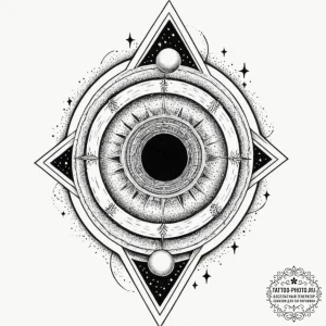 Tattoo design an abstract black hole from whi... - эскиз тату (№1751715185_0, 05.07.2025 11:33) — tattoo-photo.ru