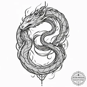 Tattoo design an uroboros serpent, its body a... - эскиз тату (№1751716299_0, 05.07.2025 11:51) — tattoo-photo.ru