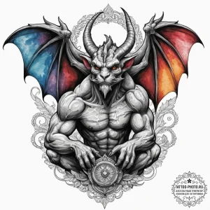 Tattoo sketch a strong, stoic gargoyle statue... - эскиз тату (№1751716382_0, 05.07.2025 11:53) — tattoo-photo.ru