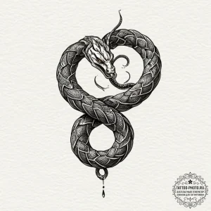 Tattoo design an uroboros serpent, its body a... - эскиз тату (№1751716793_0, 05.07.2025 11:59) — tattoo-photo.ru