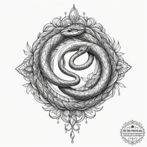 A snake coiled around a crystal, concept art... - эскиз тату (№1751720641_0, 05.07.2025 13:04) — tattoo-photo.ru