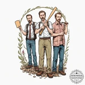 A sketch of the main characters from shaun of... - эскиз тату (№1751720812_0, 05.07.2025 13:06) — tattoo-photo.ru