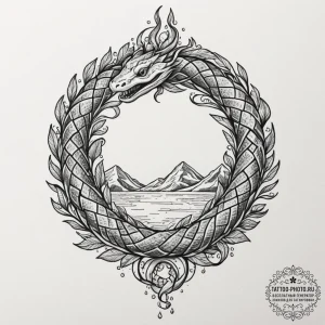 Tattoo design an uroboros serpent made of flo... - эскиз тату (№1751720898_0, 05.07.2025 13:08) — tattoo-photo.ru