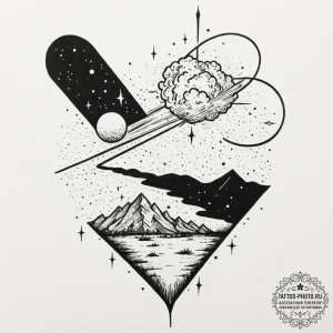 Tattoo design a meteor that has crashed to ea... - эскиз тату (№1751721166_0, 05.07.2025 13:12) — tattoo-photo.ru