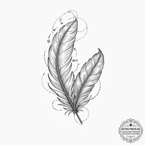 Tattoo sketch a delicate feather, gently floa... - эскиз тату (№1751721585_0, 05.07.2025 13:19) — tattoo-photo.ru