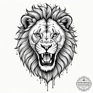 Tattoo design a lion's head roaring protectiv... - эскиз тату (№1751721841_0, 05.07.2025 13:24) — tattoo-photo.ru