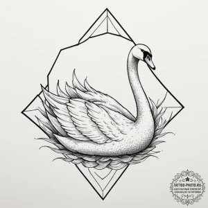 Swan, tattoo sketch design, dotwork tattoo st... - эскиз тату (№1751721925_0, 05.07.2025 13:25) — tattoo-photo.ru