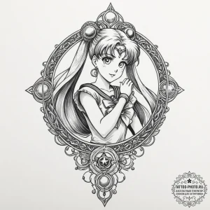 Tattoo design for an arm, a "sailor moon" tra... - эскиз тату (№1751722177_0, 05.07.2025 13:29) — tattoo-photo.ru