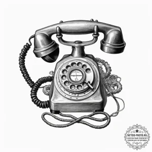 Tattoo design for an arm, a vintage rotary te... - эскиз тату (№1751722722_0, 05.07.2025 13:38) — tattoo-photo.ru