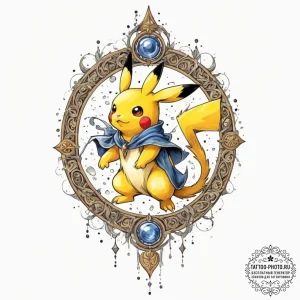 Tattoo design for an arm, a pokémon, like pik... - эскиз тату (№1751722873_0, 05.07.2025 13:41) — tattoo-photo.ru