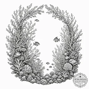 Tattoo design for shoulder, a beautiful coral... - эскиз тату (№1751723130_0, 05.07.2025 13:45) — tattoo-photo.ru