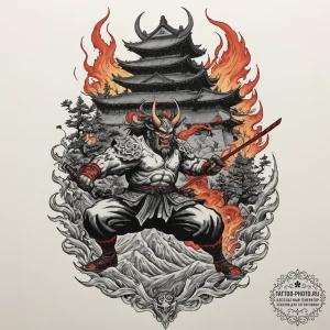 Tattoo design for a thigh, an epic battle sce... - эскиз тату (№1751723648_0, 05.07.2025 13:54) — tattoo-photo.ru