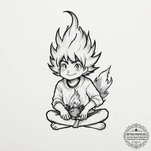 Tattoo design for shoulder, a tiny calcifer f... - эскиз тату (№1751723820_0, 05.07.2025 13:57) — tattoo-photo.ru
