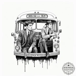 Tattoo design for an arm, the "two guys on a... - эскиз тату (№1751724166_0, 05.07.2025 14:02) — tattoo-photo.ru