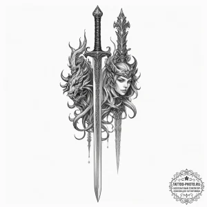 Tattoo design for two legs, on the left shin... - эскиз тату (№1751730829_0, 05.07.2025 15:53) — tattoo-photo.ru