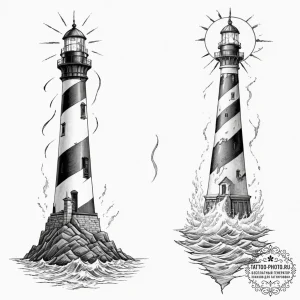 Tattoo design for two legs, on one leg a ligh... - эскиз тату (№1751731273_0, 05.07.2025 16:01) — tattoo-photo.ru