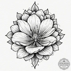 Tattoo design for shoulder, a blooming flower... - эскиз тату (№1751731892_0, 05.07.2025 16:11) — tattoo-photo.ru