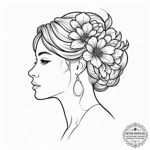Tiny tattoo design, a woman's face in profile... - эскиз тату (№1751732518_0, 05.07.2025 16:21) — tattoo-photo.ru