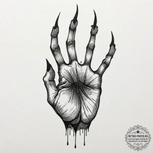 Tattoo design for shoulder, a demonic hand, w... - эскиз тату (№1751732702_0, 05.07.2025 16:25) — tattoo-photo.ru