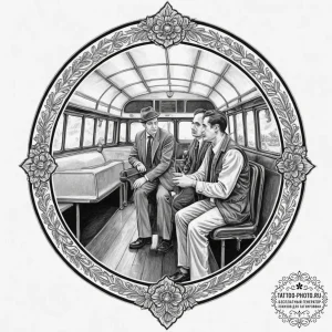 Tattoo design for an arm, the "two guys on a... - эскиз тату (№1751733151_0, 05.07.2025 16:32) — tattoo-photo.ru
