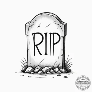 Tiny tattoo design, a tiny tombstone with the... - эскиз тату (№1751741511_0, 05.07.2025 18:51) — tattoo-photo.ru