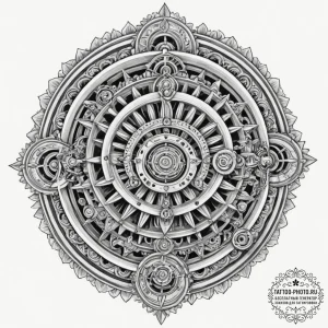 Tattoo design for shoulder, a clock mechanism... - эскиз тату (№1751743343_0, 05.07.2025 19:22) — tattoo-photo.ru