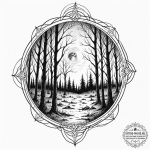 Tattoo design for shoulder, a spooky, haunted... - эскиз тату (№1751743687_0, 05.07.2025 19:28) — tattoo-photo.ru