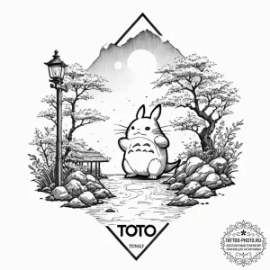 Tiny tattoo design, the silhouette of totoro,... - эскиз тату (№1751744640_0, 05.07.2025 19:44) — tattoo-photo.ru