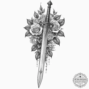 Tattoo design for a shin, a long, ornate medi... - эскиз тату (№1751745408_0, 05.07.2025 19:56) — tattoo-photo.ru