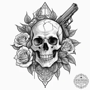 Tattoo design for a leg, the bfg gun from doo... - эскиз тату (№1751745494_0, 05.07.2025 19:58) — tattoo-photo.ru
