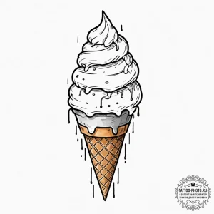Tiny tattoo design, a melting ice cream cone... - эскиз тату (№1751746253_0, 05.07.2025 20:10) — tattoo-photo.ru