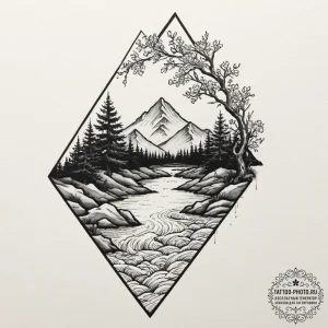 Tattoo design for a leg wrap, a flowing river... - эскиз тату (№1751748362_0, 05.07.2025 20:46) — tattoo-photo.ru