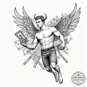 Tattoo design for an arm, icarus, but his win... - эскиз тату (№1751749206_0, 05.07.2025 21:00) — tattoo-photo.ru