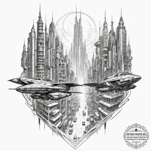 Tattoo design for shoulder, a futuristic cybe... - эскиз тату (№1751749291_0, 05.07.2025 21:01) — tattoo-photo.ru