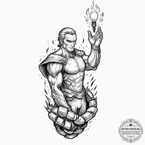 Tattoo design for an arm, prometheus, but ins... - эскиз тату (№1751749886_0, 05.07.2025 21:11) — tattoo-photo.ru