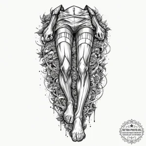 Tattoo design for a leg, a tribute to attack... - эскиз тату (№1751750645_0, 05.07.2025 21:24) — tattoo-photo.ru