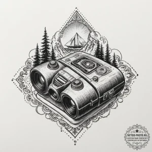 Tattoo design for an arm, a vintage view-mast... - эскиз тату (№1751751920_0, 05.07.2025 21:45) — tattoo-photo.ru