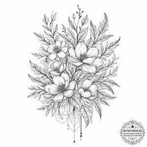 группа 4: elegant linework & fine line botani... - эскиз тату (№1751752340_0, 05.07.2025 21:52) — tattoo-photo.ru