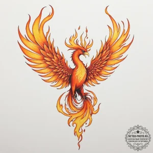 Tattoo design for a thigh, a phoenix rising f... - эскиз тату (№1751753353_0, 05.07.2025 22:09) — tattoo-photo.ru