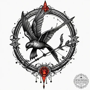Tiny tattoo design, the mockingjay pin from t... - эскиз тату (№1751755970_0, 05.07.2025 22:52) — tattoo-photo.ru