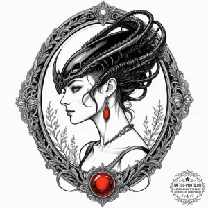 Tattoo design for an arm, a beautiful cameo p... - эскиз тату (№1751756141_0, 05.07.2025 22:55) — tattoo-photo.ru