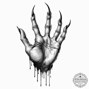 Tattoo design for shoulder, a demonic hand, w... - эскиз тату (№1751756224_0, 05.07.2025 22:57) — tattoo-photo.ru
