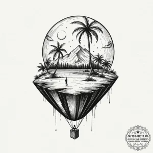 Tiny tattoo design, an island with a single p... - эскиз тату (№1751756563_0, 05.07.2025 23:02) — tattoo-photo.ru