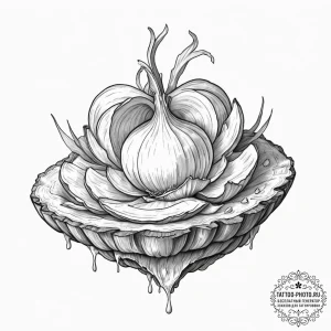 Tattoo design for an arm, an onion, as it's b... - эскиз тату (№1751757324_0, 05.07.2025 23:15) — tattoo-photo.ru