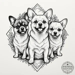 Tattoo design for an arm, a tiny, cute cerber... - эскиз тату (№1751757837_0, 05.07.2025 23:23) — tattoo-photo.ru