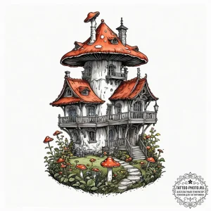 Tattoo design for an arm, a mushroom, but its... - эскиз тату (№1751758095_0, 05.07.2025 23:28) — tattoo-photo.ru