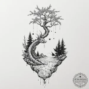 Tiny tattoo design, an island with a single p... - эскиз тату (№1751758348_0, 05.07.2025 23:32) — tattoo-photo.ru