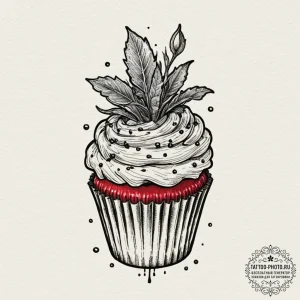 Tattoo design for an arm, a beautiful cupcake... - эскиз тату (№1751758690_0, 05.07.2025 23:38) — tattoo-photo.ru