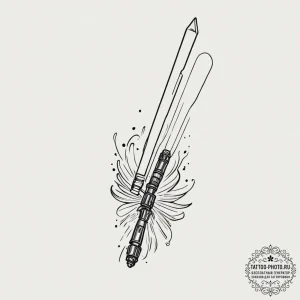 Tiny tattoo design, the glowing lightsaber of... - эскиз тату (№1751759113_0, 05.07.2025 23:45) — tattoo-photo.ru