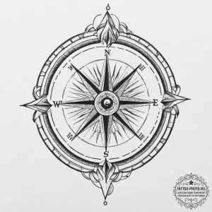 Tattoo design for shoulder, a compass rose, b... - эскиз тату (№1751759197_0, 05.07.2025 23:46) — tattoo-photo.ru